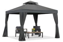 Antracitový zahradní pavilon se závěsy Valencia 3x3m Garden Point