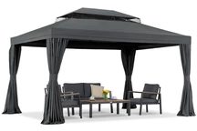 Antracitový zahradní pavilon se závěsy Valencia 3x4m Garden Point
