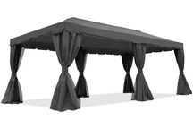 Antracitový zahradní pavilon se závěsy Valencia 3x6 m Garden Point