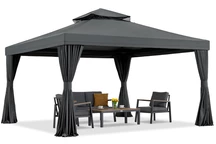 Antracitový zahradní pavilon se závěsy Valencia 4x4m Garden Point