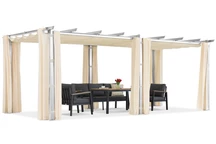 Barbados 3x6 m pergola na terasu se závěsy Garden Point bílá a béžová
