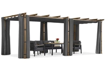Barbadoská terasová pergola 3x6 m s dřevo-antracitovými závěsy Garden Point