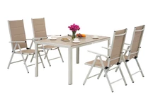 Hliníková zahradní souprava Verona z polywoodového dřeva pro 4 osoby Garden Point beige