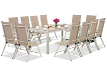 Hliníkový zahradní nábytek s velkým stolem Polywood Verona pro 12 osob Garden Point béžový