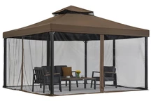 Hnědý zahradní pavilon s moskytiérou Valencia 4x4m Garden Point