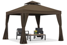 Hnědý zahradní pavilon se závěsy Valencia 3x3m Garden Point