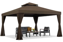 Hnědý zahradní pavilon se závěsy Valencia 4x4m Garden Point