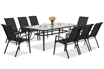 Kovový zahradní nábytek Modena/Bitonto pro 8 osob s velkým stolem Garden Point černý