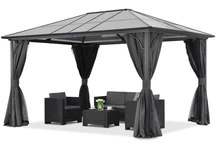 Moderní zahradní altán Santiago 4x3m s moskytiérou Garden Point antracitový