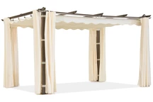 Pergola na terase Barbados 3x4 m s dřevěnými béžovými závěsy Garden Point