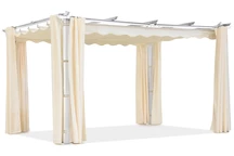 Pergola na terasu Barbados 3x4 m se závěsy Garden Point bílá a béžová