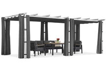 Pergola na terasu Barbados 3x6 m se závěsy Garden Point bílá a antracitová