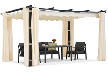 Pergola na terasu Barbados 3x3 m se závěsy Garden Point antracitově béžová