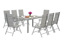 Polywood Verona hliníkový zahradní set pro 8 osob Garden Point světle šedý