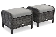 Technorattan pufy pro sadu Malaga antracit Garden Point - 2 kusy