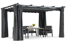 Terasová pergola Barbados 3x3 m se závěsy Garden Point antracitově béžová (1)