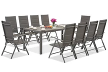 Zahradní nábytek Garden Point z šedého hliníku s velkým stolem Polywood Verona pro 10 osob