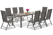 Zahradní nábytek Garden Point z šedého hliníku s velkým stolem Polywood Verona pro 8 osob