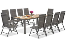 Zahradní nábytek Garden Point z šedého hliníku s velkým stolem Verona Wood pro 10 osob