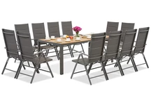 Zahradní nábytek Garden Point z šedého hliníku s velkým stolem Verona Wood pro 12 osob