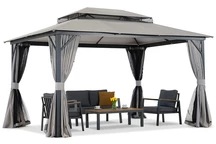 Zahradní pavilon s moskytiérou a závěsy Murcia 3x4 antracit Garden Point