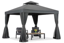 Zahradní pavilon s moskytiérou a závěsy Valencia 3x3 antracit Garden Point