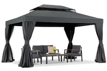 Zahradní pavilon s moskytiérou a závěsy Valencia 3x4 antracit Garden Point