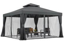 Zahradní pavilon s moskytiérou a závěsy Valencia 4x4m antracitový Garden Point
