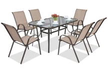 Hnědá Modena Steel Jídelní sada pro 6 Garden Point