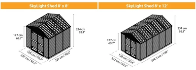 Rozšiřující modul pro kůlnu na nářadí Palram SkyLight 8x4, šedý